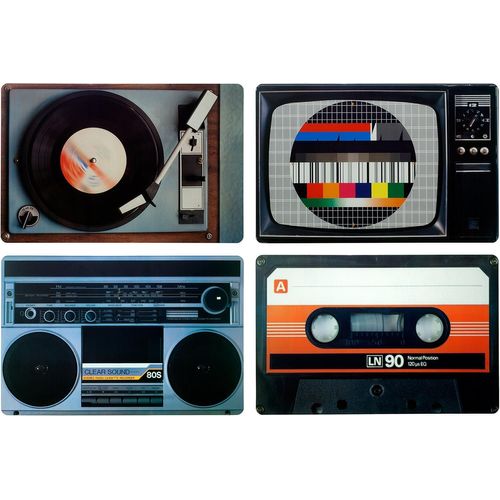 ERYI-Knora Set De Table Rétro Set De Place / Dessous-Assiette¿(Motif Appareils Hifi) Design Des Années '80