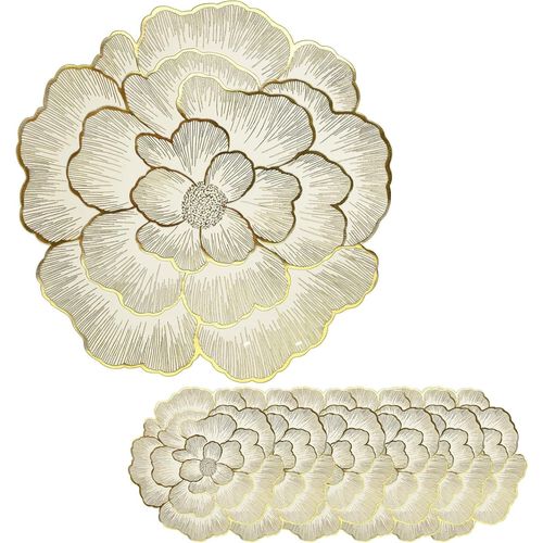 Eryi-6 Pièces 38cm Tapis De Table Ronds, Set De Table Or, Sous Assiette De Table Doré, Doré Set De Table Rond Dessous De Verre, Pour La Fête, La Cuisine, La Table À Manger, Le Restaurant, Le Mariage
