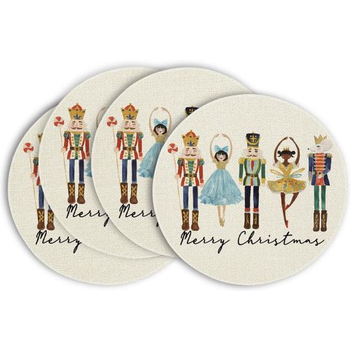 Eryi-Lot De 4 Sets De Table Ronds, Motif Casse-Noisette, Motif « Joyeux Noël », 37 Cm, Lavables, Pour La Cuisine, La Décoration De Fête