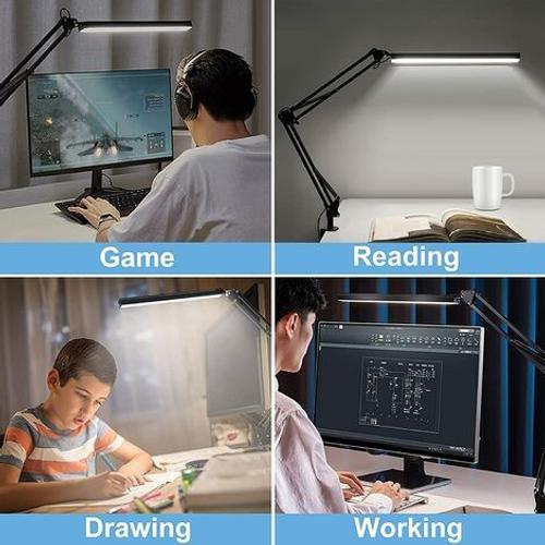 1pc Lampe De Bureau LED, Lampe De Table À Bras Oscillant Avec Pince, Lampe  De Travail Flexible, Lampe De Bureau D'architecte Respectueuse Des Yeux,  Cordon D'alimentation USB Avec Interrupteur, Lampes De Bureau