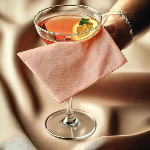 ERYI-Set De 12 Serviettes De Table En Tissu Cocktail | Serviette De Table En Coton Pur | 23X23 Cm | Rose | Lavable En Machine