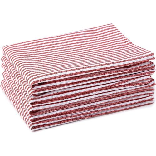 Eryi-Serviettes En Coton Lot De 6 | Coutil Rouge | Taille 45x45 Cm | Serviettes De Table | Lavables En Machine Et Réutilisables