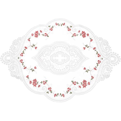 ERYI-Set De Table Ovale Brodé Rétro En Dentelle - 30,5 X 43,2 Cm - Blanc