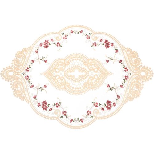 ERYI-Set De Table Ovale Brodé Rétro En Dentelle - 30,5 X 43,2 Cm - Beige