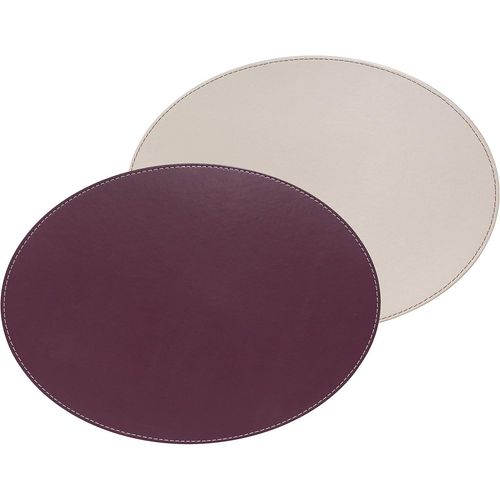 ERYI-Set De Table Ovale Réversible Imitation Cuir Prune/Pierre 45 X 34 Cm