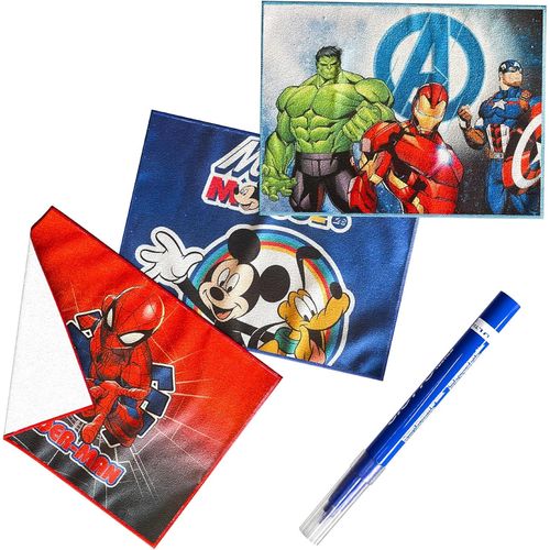 ERYI-Set De 3 Serviettes Protecteurs De Bureau Sets De Table En Tissu Pour Enfants 30 X 40 Cm 100 % Polyester Pour L'École Voyage Cadeau (Ensemble Mâle)