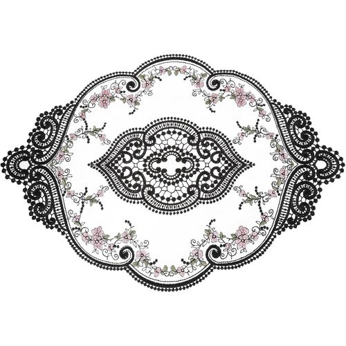 ERYI-Set De Table Ovale Brodé Rétro En Dentelle - 30,5 X 43,2 Cm - Noir