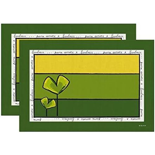 ERYI-Paf63/07 V Lot De Sets De Table, Tissu, Vert, 2 Unités