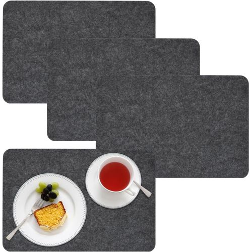 ERYI-Set De Table En Feutre Artificiel 43X30X0,5Cm Ensemble De 4 Pcs Gris
