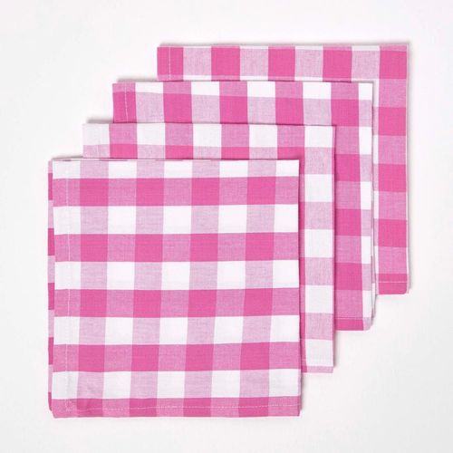 Eryi-Serviettes De Table À Grands Carreaux Vichy, Lot De 4, Linge De Table En Coton Uni, Rose