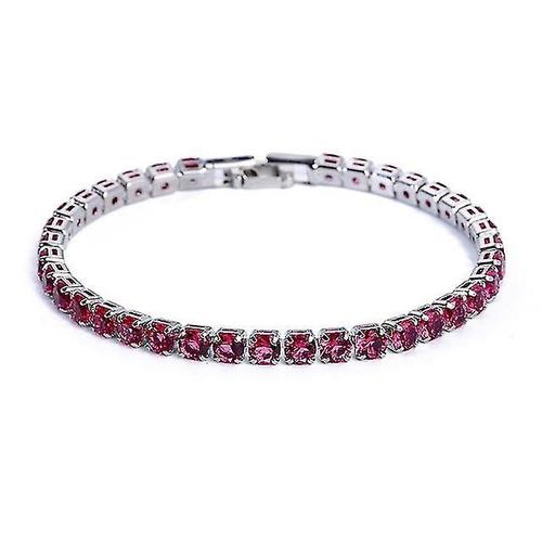 Bracelets De Tennis De Luxe En Zircone Cubique 4 Mm 19cm Argent-Rouge