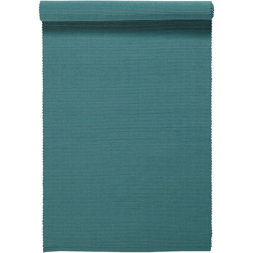 Eryi-Uni Chemin De Table 45x150 Cm, Coton Côtelé, Lavable En Machine, Gris Foncé Turquoise