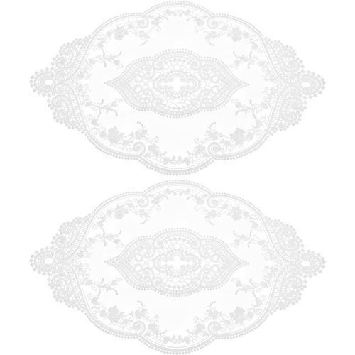 ERYI-Lot De 2 Sets De Table Ovales Brodés Rétro En Dentelle Dessous De Table - 30,5 X 43,2 Cm - Blanc Pur