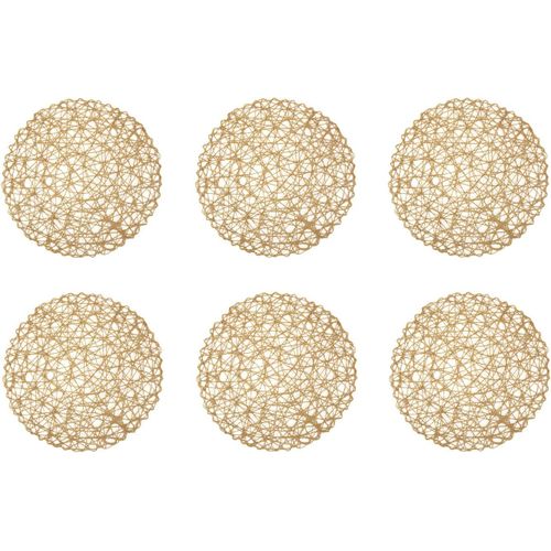 ERYI-Ensemble De Sets De Table Ronds Réversibles En Bois, Taupe, 38,1 Cm De Diamètre