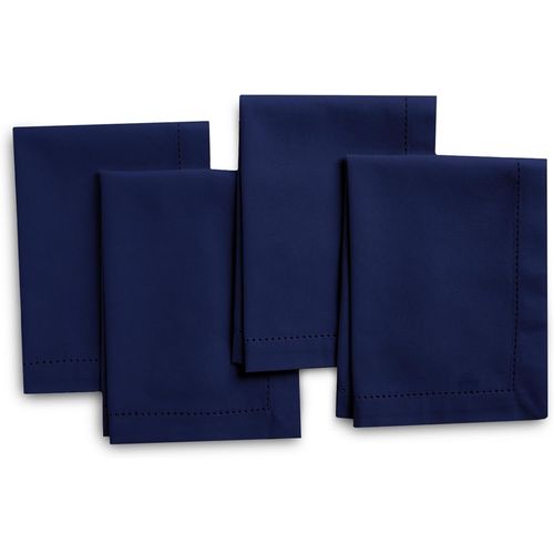 Eryi-Serviettes En Tissu Lot De 4 | Pur Coton Avec Ourlet Jour Échelle | Scotch Bleu | Taille Carrée 43x43 Cm | Serviettes De Table - Lavables En Machine Et Réutilisables
