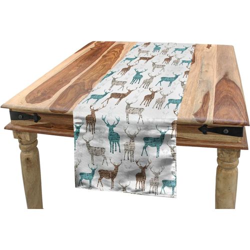 Eryi-Cerf Chemin De Table, Vieux Texte Animaux De Noël, Rectangulaire Décoratif Pour Salle À Manger, 40 X 180 Cm, Turquoise Beige Marron