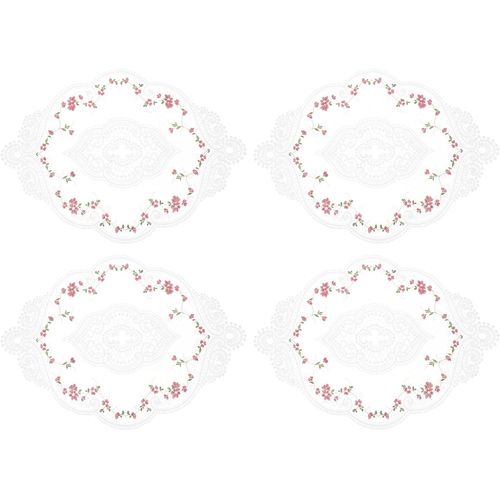 ERYI-Lot De 4 Sets De Table Ovales Brodés En Dentelle Rétro 30,5 X 43,2 Cm - Blanc