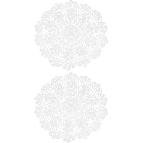 Eryi-Lot De 2 Sets De Table Ronds En Crochet Faits À La Main - 40,6 Cm - Style Rétro - Motif Tournesol - Pour Table À Manger - Décoration D'intérieur - Blanc