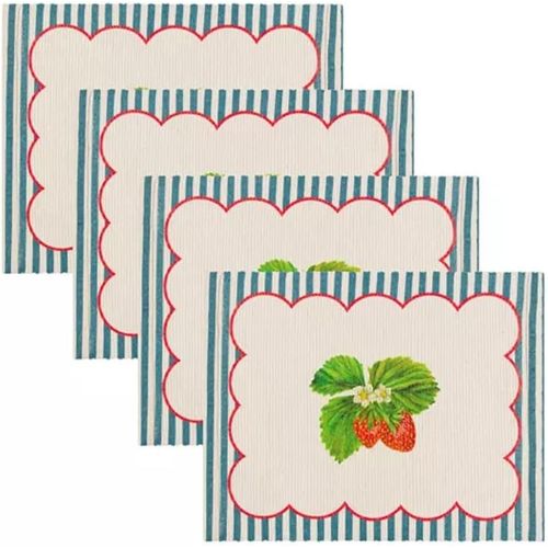 ERYI-Wylder Nature Strawberry Stripes Ensemble De 4 Sets De Table Intérieur/Extérieur