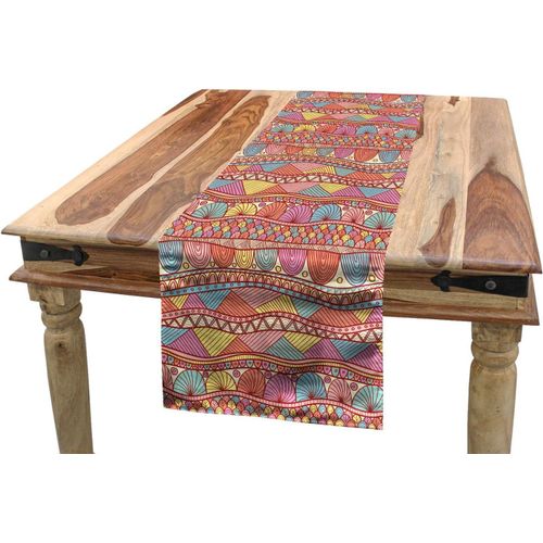ERYI-Ethnique Chemin De Table, Art Coloré, Rectangulaire Décoratif Pour Salle À Manger, 40 X 225 Cm, Rose Rouge