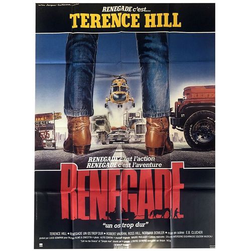 Renegade - Véritable Affiche De Cinéma Pliée - Format 120x160 Cm - De Enzo Barboni Avec Terence Hill, Norman Bowler, Ross Hill, Robert Vaughn - 1987