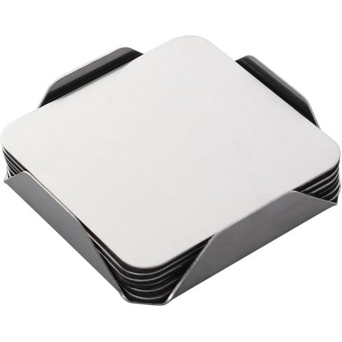 Eryi-Lot De 6 Sets De Table Carrés En Acier Inoxydable Avec Dessous De Verre Antidérapants