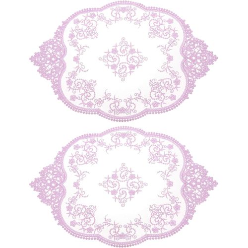 ERYI-2Pcs Sets De Table En Dentelle Rétro, Napperons Ovales En Crochet Français Brodés Creux Pour Tasses Vases Pour Table À Manger Cuisine Fête 17X12 Pouces, Violet