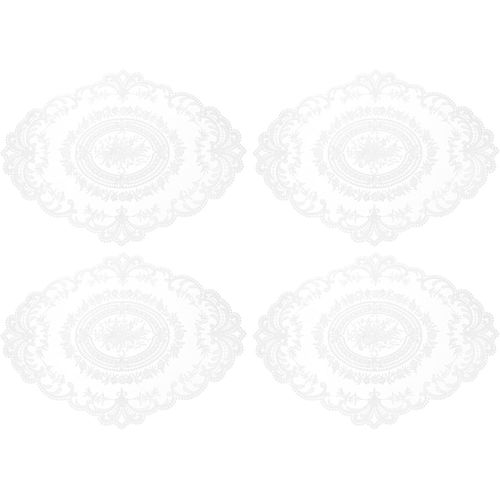 ERYI-Lot De 4 Sets De Table Ovales Brodés Rétro En Dentelle - 30,5 X 40,6 Cm - Blanc Pur