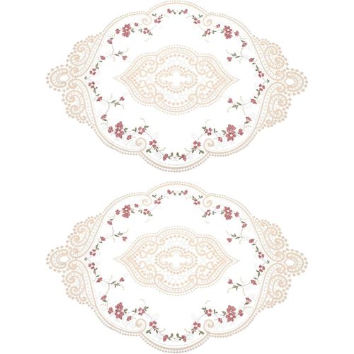 ERYI-Lot De 2 Sets De Table Ovales Brodés Rétro En Dentelle - 30,5 X 43,2 Cm - Pour La Maison, Un Mariage - Abricot