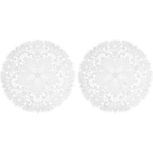 Eryi-Lot De 2 Sets De Table Rétro En Dentelle - 26,9 X 27 Cm - Napperons Ronds En Crochet Français Creux Au Centre - Dessous De Verre Pour Table De Salle À Manger, Décoration D'intérieur,