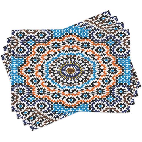 Eryi-Ancien Lot De Sets De Table En 8 Pièces, Carreaux De Céramique Marocaine, Tissu Lavable Pour Salle À Manger Et Cuisine, 30 Cm X 45 Cm, Lilas Pâle