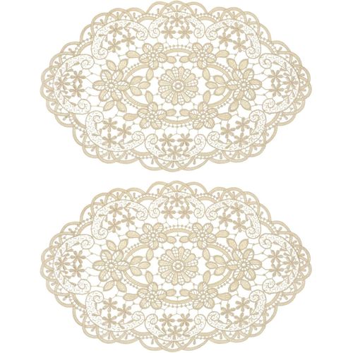ERYI-Lot De 2 Sets De Table Ovales Brodés En Dentelle Rétro 30,5 X 45,7 Cm