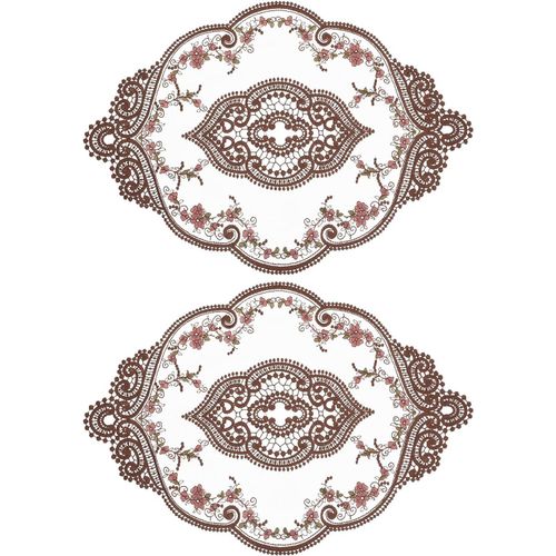 ERYI-Lot De 2 Sets De Table Ovales Brodés Rétro En Dentelle - 30,5 X 43,2 Cm - Pour La Maison, Un Mariage - Café