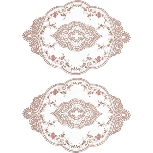 ERYI-Lot De 2 Sets De Table Ovales Brodés En Dentelle Rétro 30,5 X 43,2 Cm - Marron
