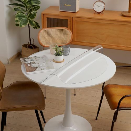 Eryi-Protection De Table Ronde Transparente Epais,Nappe Transparente Ronde Pvc,Protecteur De Table En Bois,Pour Cuisine, Salle À Manger, Extérieur (Épaisseur 1.5 Mm, Diamètre 80 Cm)