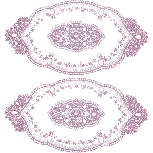 ERYI-Lot De 2 Sets De Table Ovales Brodés En Dentelle Rétro 27,9 X 50,8 Cm - Violet