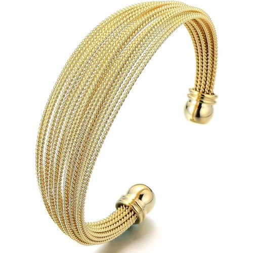 Eryi-Multi-Brin Bracelet En Acier Inoxydable Pour Femme Filles - Réglable Bracelet Manchette