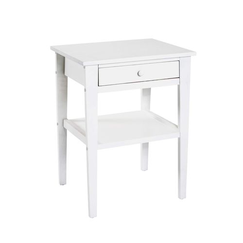 Table D'appoint 1 Tiroir 46x35x60 Cm En Bois Laqué Blanc
