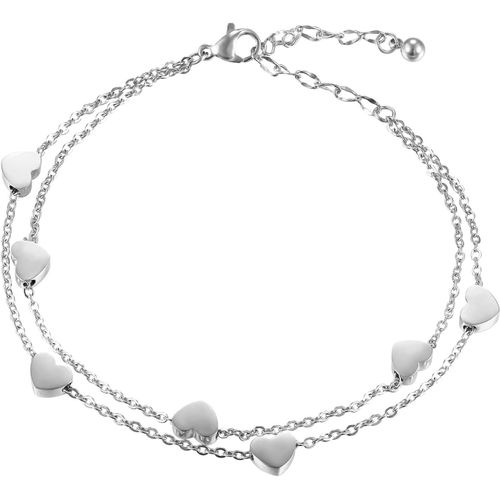 Eryi-Bijoux Femme Bracelet Chaîne De Main Gourmette Élégante Exquis C?urs Rose Multi-Tours Couleur Optionnelle Rose Argent Acier Inox Cadeau De Mariage Avec Sac Cadeau-Cadeau Fete Des Meres