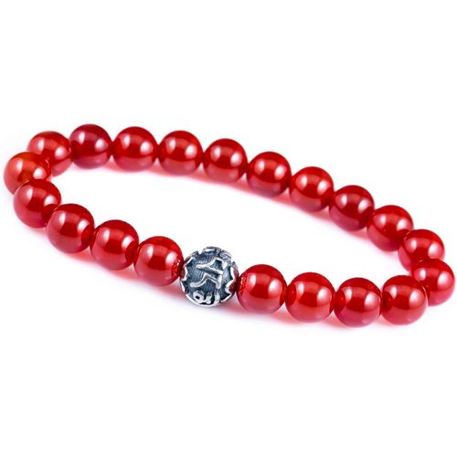 Eryi-Chakra Bracelet Agate Rouge Perles Ø 8mm Boule De Mantra Argent 925 Bracelet Énergétique Unisex 20cm À 22cm
