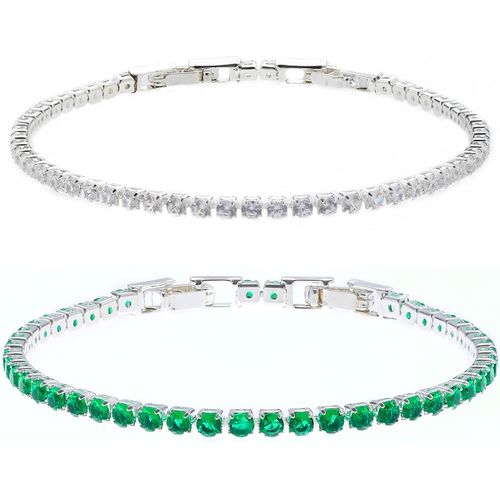 Eryi-Tennis Bracelets Femme 2 Pièces.Bracelets Femme Avec Zircone. Bracelets Femmes Ajustables De 17-19 Cm.
