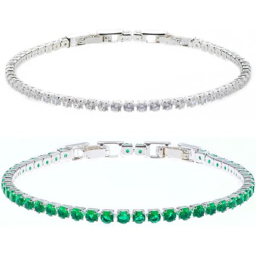 Eryi-Tennis Bracelets Femme 2 Pièces.Bracelets Femme Avec Zircone. Bracelets Femmes Ajustables De 17-19 Cm.