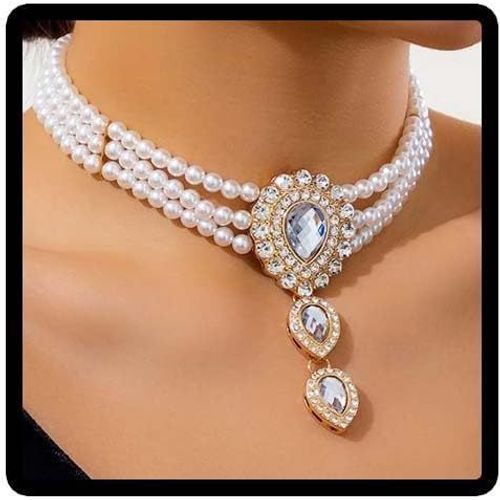 Eryi-Vintage Perles Collier Bracelet Mariée Mariage Collier Collier Cristal Bijoux De Mariée Accessoires Pour Femmes