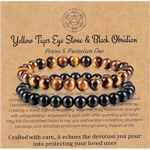 Eryi-Bracelet ?il De Tigre Pour Hommes, Bracelet Chakra Cristal Naturel Pour Énergie Positive, Bijou Cristal Spirituel Perles Rondes Pierres Bijou Cadeau Pour Femmes Hommes
