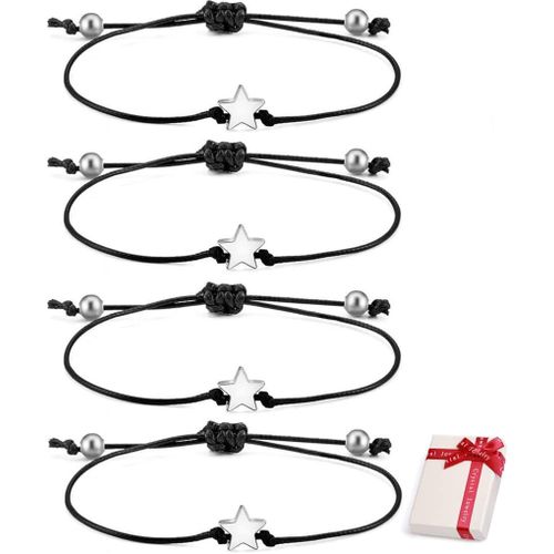 Eryi-Lot De 3 Bracelets D'amitié En Argent Pour Filles Et Femmes - Réglable - Bracelet En Corde Fine - Cadeau D'anniversaire Et De Noël