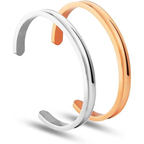 Eryi-Bracelet De Manchette Rainuré En Acier Inoxydable Bracelet De Bijoux Poli Pour Femme