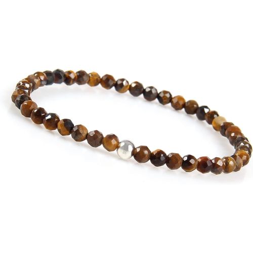 Eryi-Bracelet De Perles Pour Femmes Avec De Vraies Pierres Naturelles Et Une Perle En Argent 925 I Bracelet De Pierres Naturelles En Perles À Facettes De 4mm