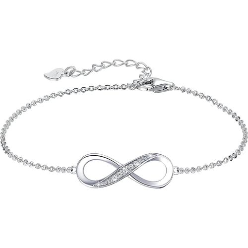 Eryi-Bracelet En Argent 925 Bracelet Infini Avec Zircone Cubique Femme Bracelet Argent 15cm+4cm Réglable Infinity Bracelet Fille Bracelets Pour Femme Filles