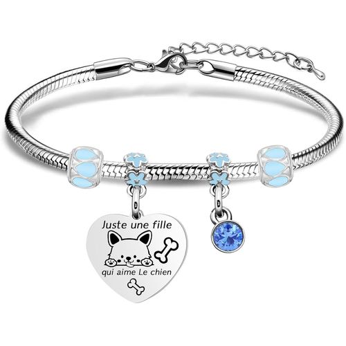 Eryi-Drôle Fille Bracelet Cadeau,Chien/Cheval/Girafe Animal Amant Argent Pendentif Fille Bracelet Bijoux Fille S?ur Ami Collègue