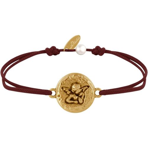 Eryi-- Bracelet Lien Médaille Ronde Martelée Laiton Doré Ange Raphaël